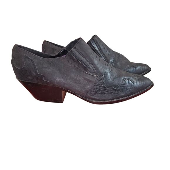 Click Vintage 90s Leather Westetn Ankle Boots Booties Size 10 10m - Picture 9 of 11